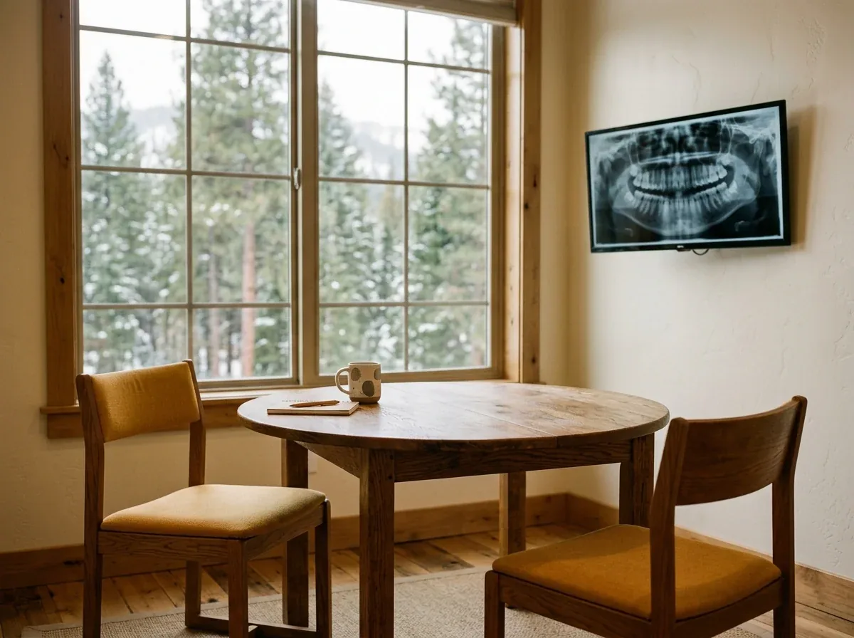 A consultation area with a screen for reviewing scans